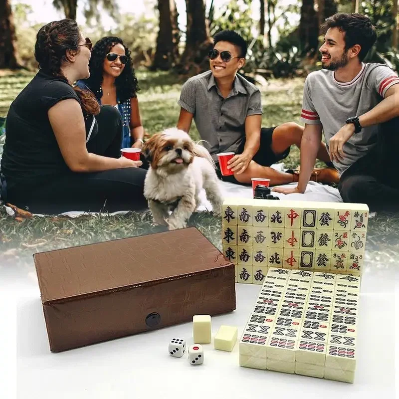 Board Game Family - Conjunto de Jogo de Mahjong Chinês